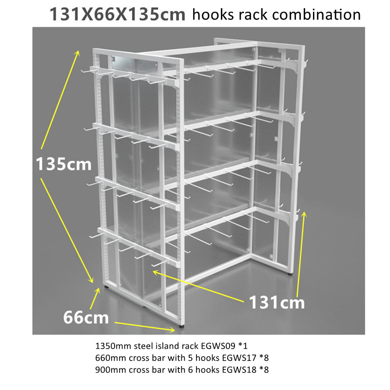 1350mm steel island rack with hooks EGWS13