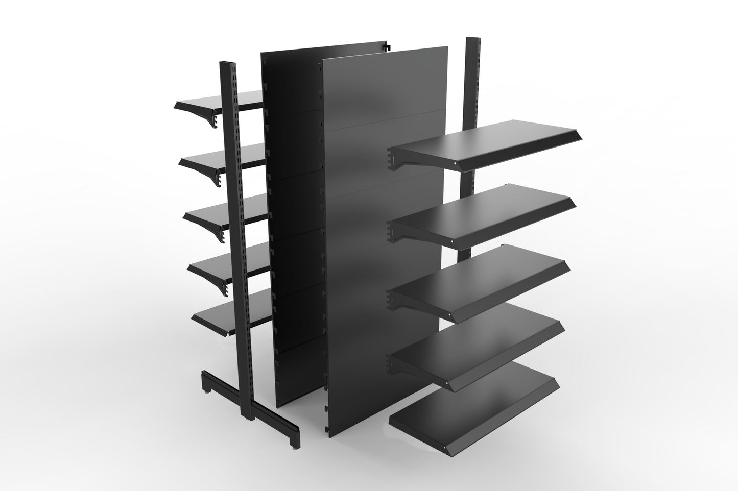 Retail shelving system double sided